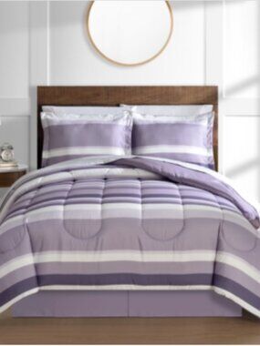 Austin Stripe/Solid Reversible 8 Pc. Comforter Set, -Lavender